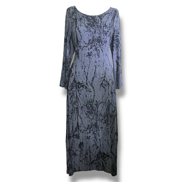 Comfy USA Womens Midi Dress Sz XL Gray Black Abstract Print Lagenlook Minimalist - Picture 1 of 8